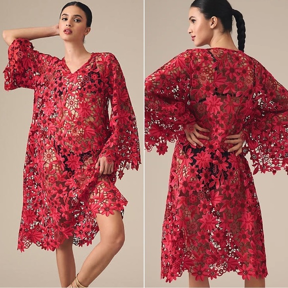 Anthropologie Other - Anthropologie Floral Lace Kaftan Swim Suit Cover Up